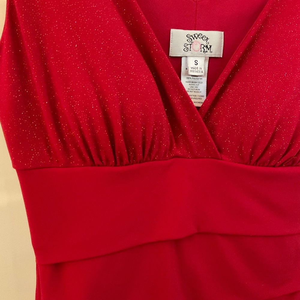 Red Glittery Cocktail Mini Dress